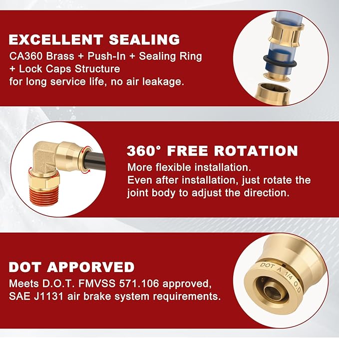 90° Swivel Male Elbow, 1/4" Tube x 1/8" NPT, DOT Approved 5PCS | - Image 4