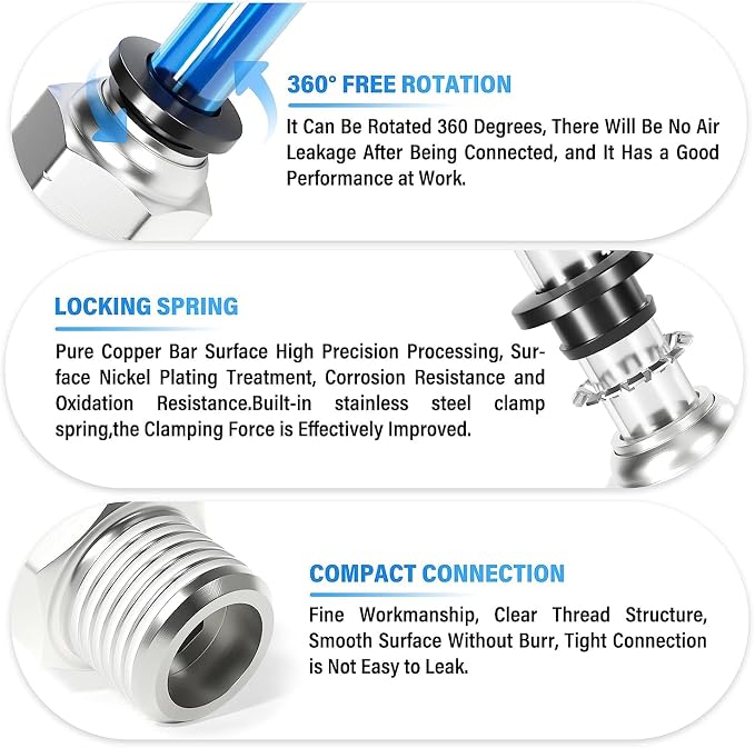 TAILONZ 1/8" Tube OD x 1/8" NPT Male Straight Push to Connect Fitting 2pcs | - Image 3