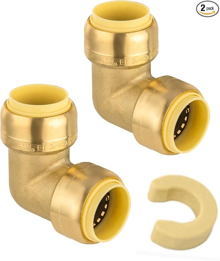 2piece EFIELD 3/4-inch 90-Degree Elbow, Push-Fit Brass Fittings | Connect Copper by EFIELDPEXTUBING