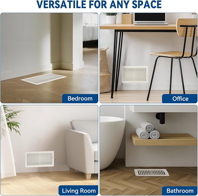 6" x 14" Floor Register Vent Covers 2Pack, Cream White - Image 7