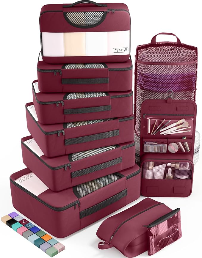 Veken 10 Set Packing Cubes for Travel Essential, Suitcase Organizer Bags in 4 by Veken