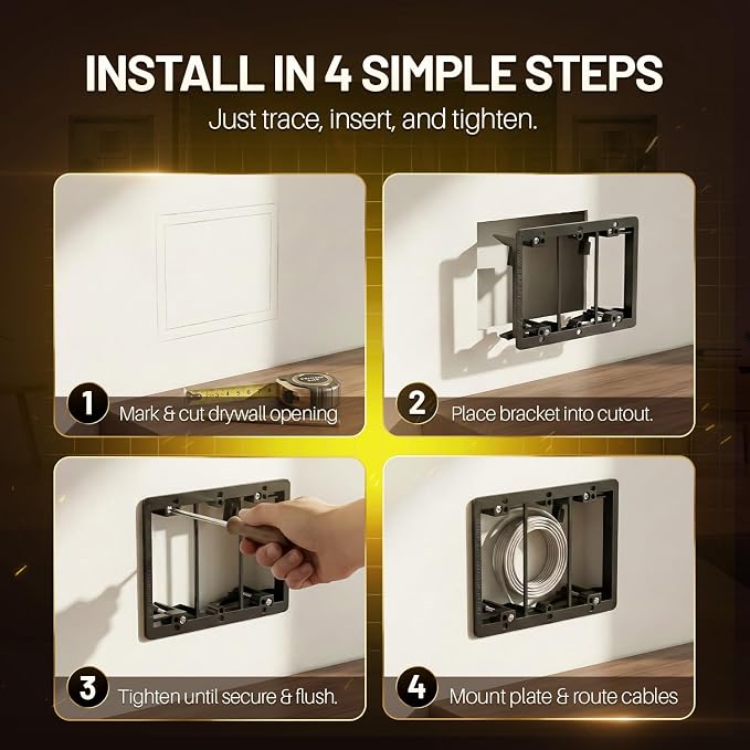 TNP 1 Gang Low Voltage Mounting Bracket, Old Work Drywall Box, coax and speaker - Image 5