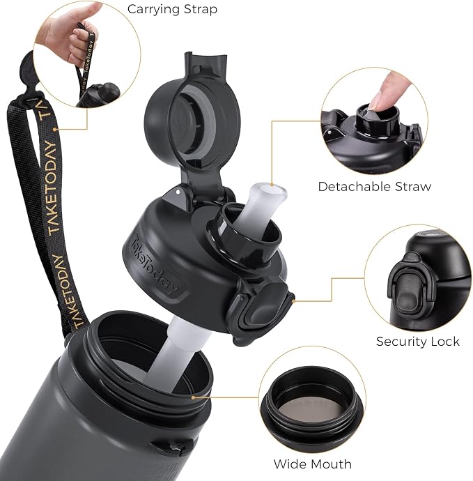TakeToday Collapsible Water Bottles 20oz, Leak Proof, Foldable Silicone Travel - Image 7