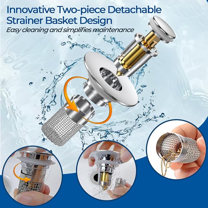 Bathroom Sink Drain Strainer, Pop-up Sink Drain Strainer - Image 2