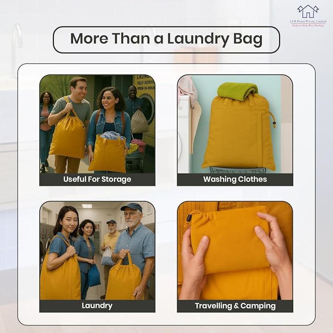 LFH Home Cotton Canvas Large Laundry Bag - Image 6