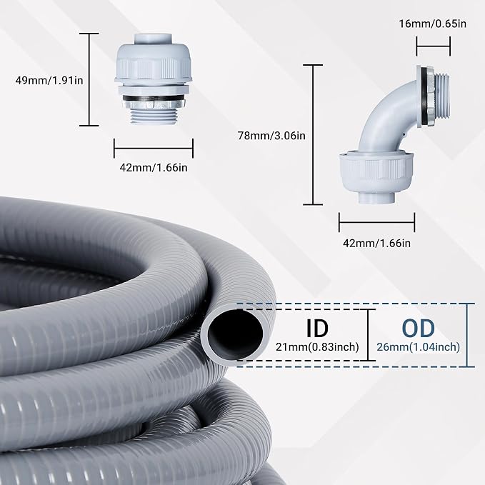 Neoaider 3/4 Inch 25FT Liquid Tight Conduit and Connector Kit | Flexible Non - Image 2