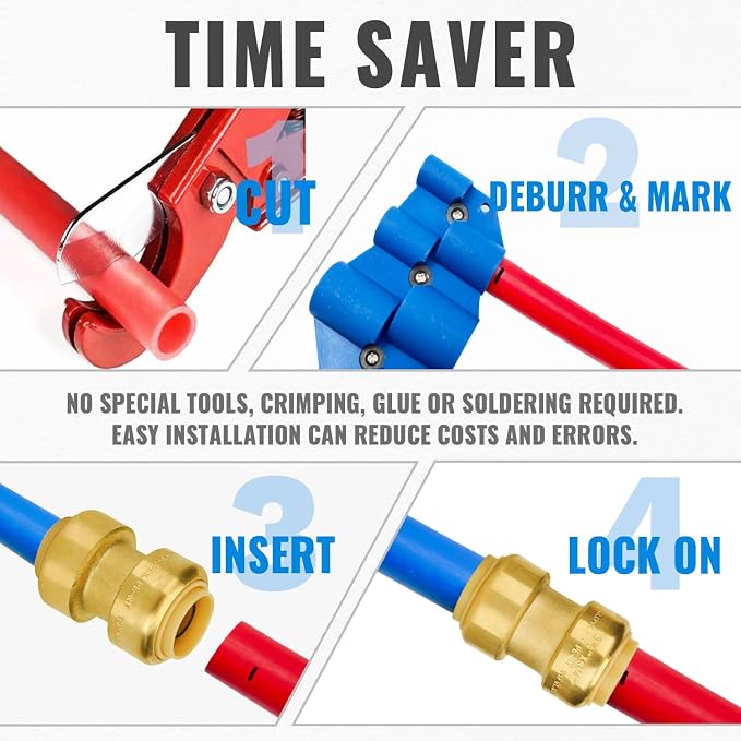 6-Pack Straight Coupling, 3/4 Inch Push PEX Fittings, Brass | Push to Connect - Image 5