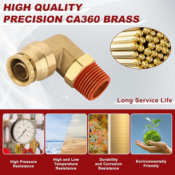90° Swivel Male Elbow, 1/2" Tube x 3/8" NPT, DOT Approved 2PCS | - Image 2