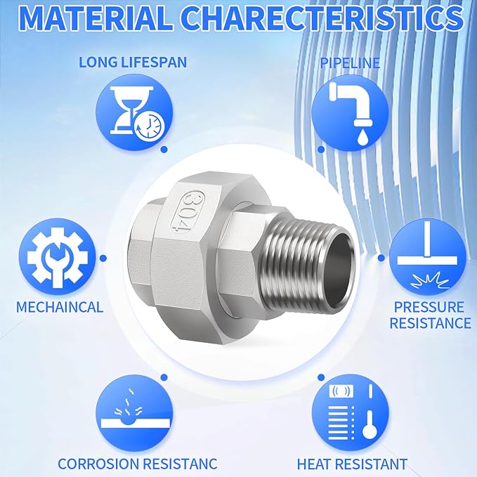ChillWaves 304 Stainless steel Cast Pipe Fitting, Union，1-1/2" NPT Male x - Image 4