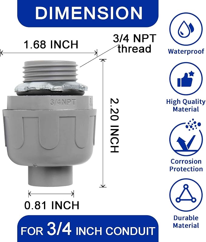Yariwiz 3/4 Plastic Liquid Tight Conduit Coupling - Image 2