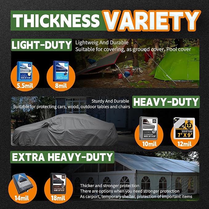 Small Tarps Heavy Duty Waterproof 4x6 Feet, 10Mil Multipurpose Poly Tarp Cover - Image 8
