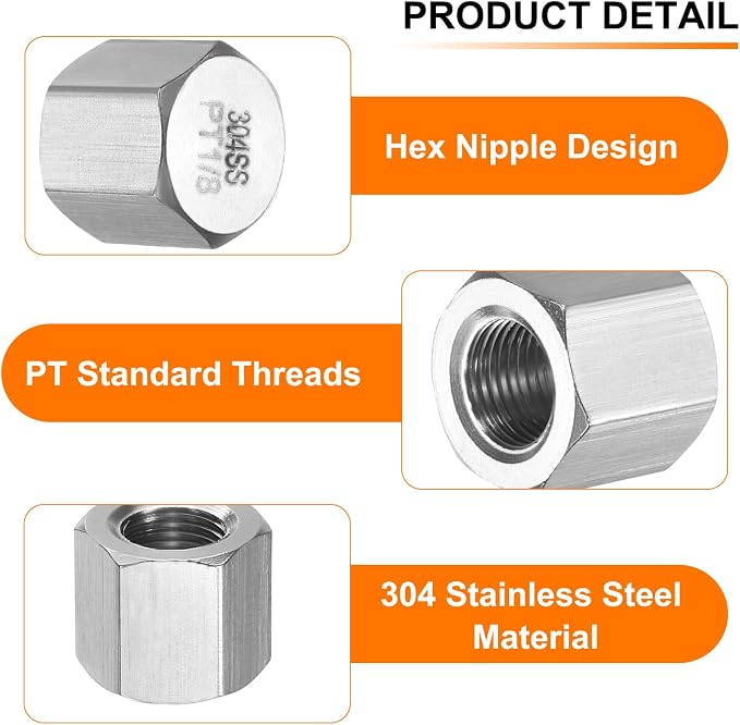uxcell 2pcs Hex End Cap 304 Stainless Steel Nut - Image 3