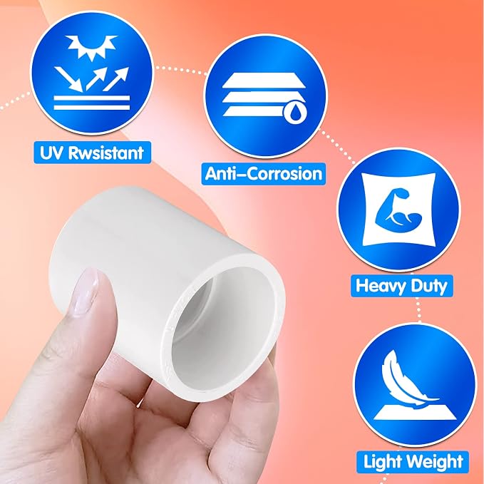 10Pcs White PVC Pipe Couplings - Image 2