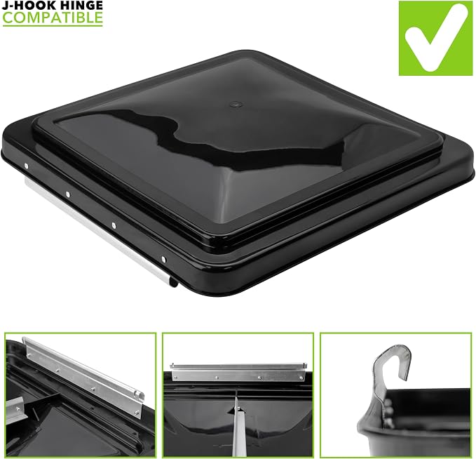 14 Inch RV Roof Vent Cover Replacement Vent Lid Black - Image 3