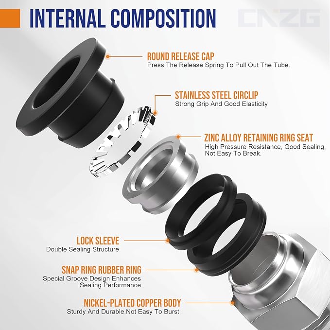 1/2 Push to Connect Fittings npt Thread to 1/2 Air Line quick | Pneumatic - Image 3
