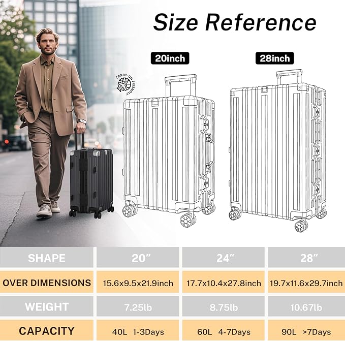 Krute Luggage 24 Inch Aluminum Frame Zipperless Suitcase - Image 3