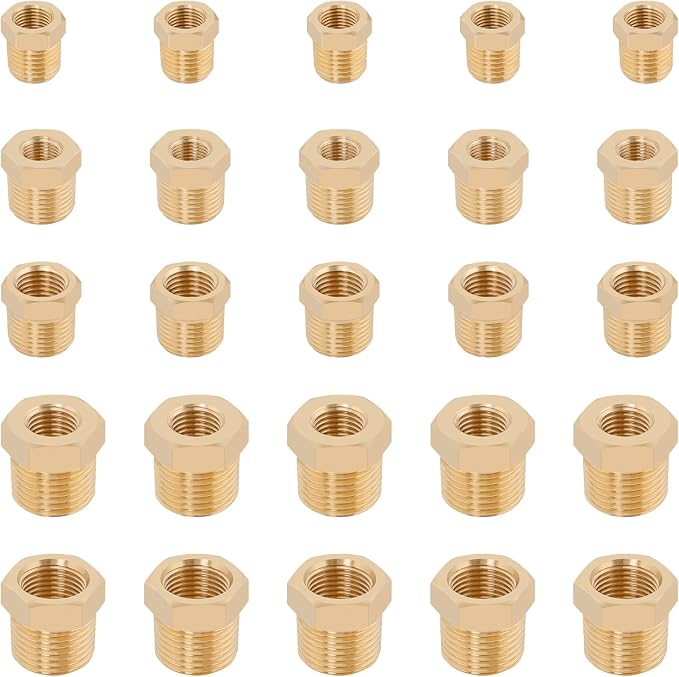 KOOTANS 25PCS Brass Hex Bushing Kit Brass Fittings Assortment 1/4" to 1/8" - Image 2