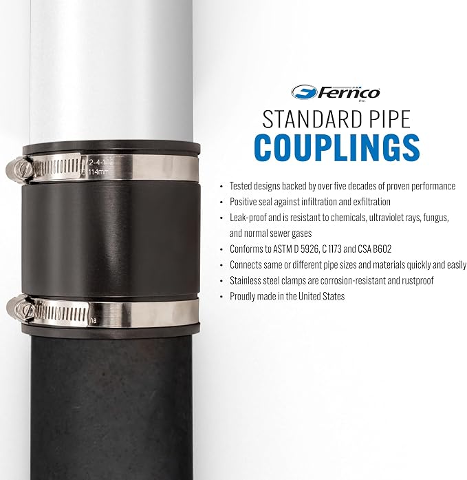 Fernco 4 In. x 4 In. Plastic to Plastic PVC Coupling - Image 6