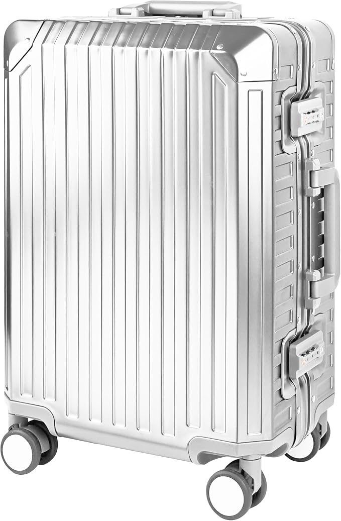 X2 All Aluminum Luggage Suitcase 3 Sizes TSA Lock Carry On Silver - Image 2