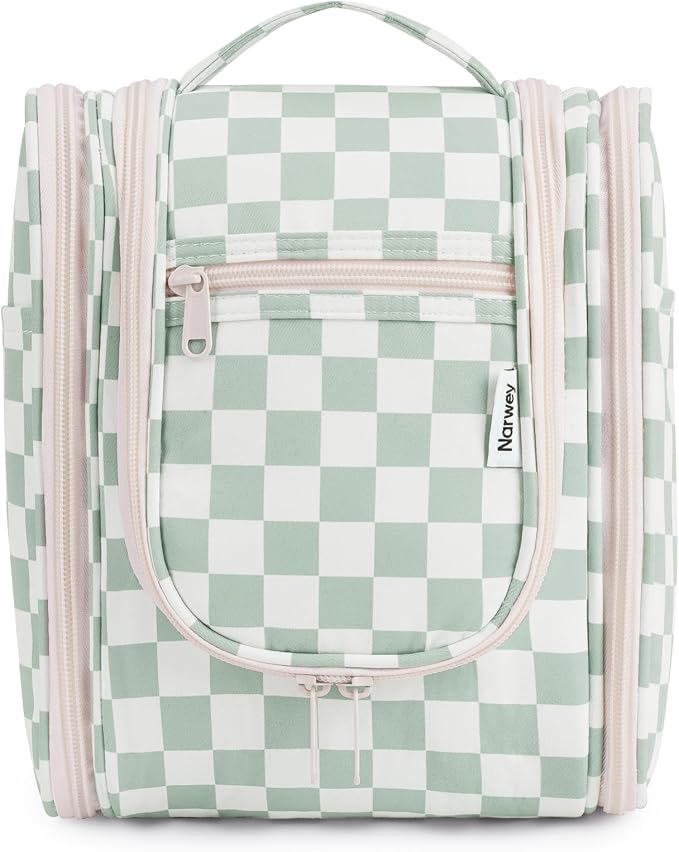 Narwey Small Checkered Hanging Travel Toiletry Bag by Narwey