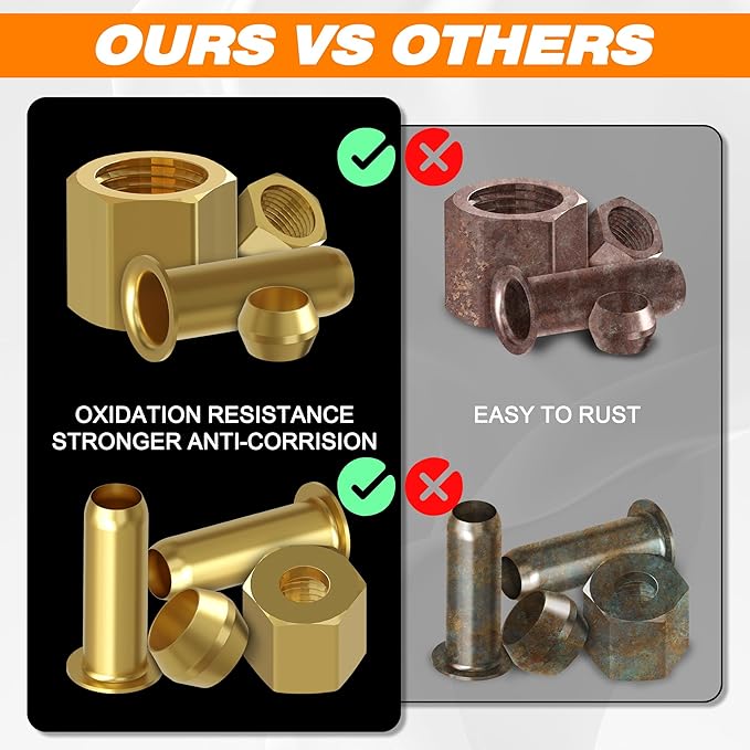 180PCS Brass Compression 1/4" 3/8" 5/16" 1/2" Sleeve Ferrule Insert Nuts | 4 - Image 4