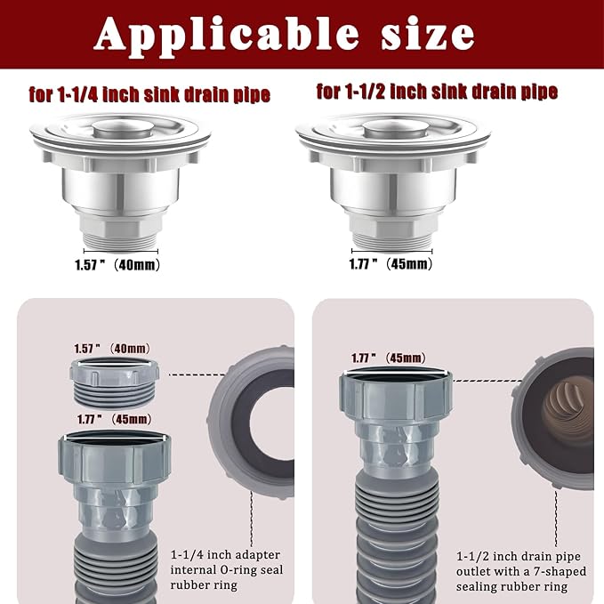 1-1/2 Inch Flexible Sink Drain Pipe, Scalable 13-33.5 Inch P Trap Pipe - Image 2