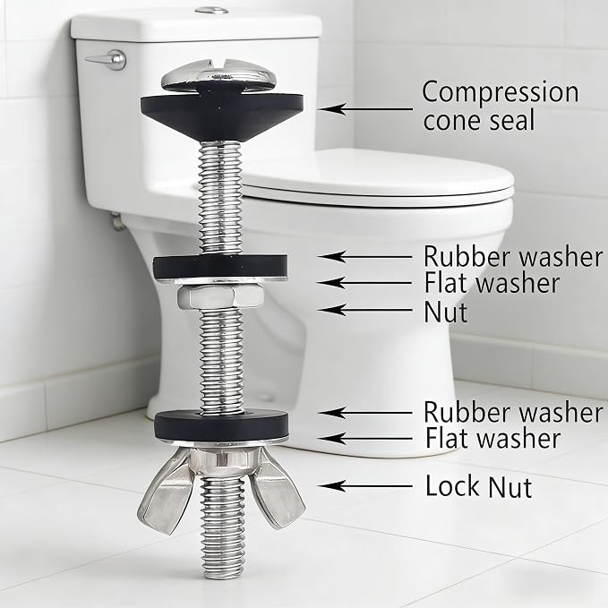 Universal Toilet Tank to Bowl Repair Kit, Fits 2" & 3" Flush Valve Openings - Image 4
