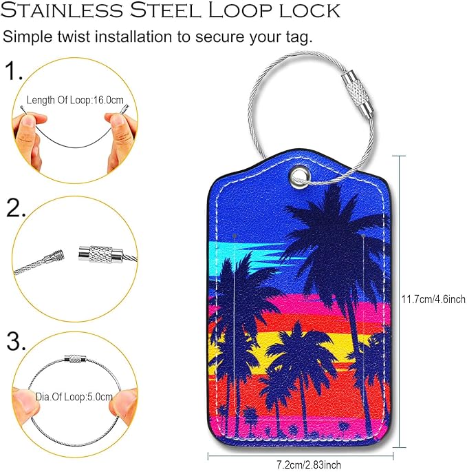 Luggage Tags for Suitcases-Leather Luggage Tag 4 Pack - Image 2
