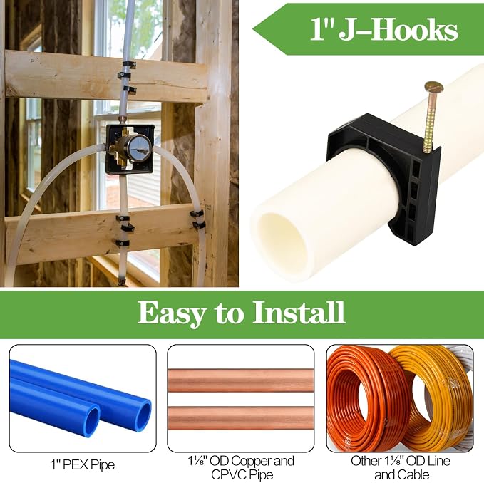 50 Pack Pack 1" Half Clamps J-Hook - Image 3
