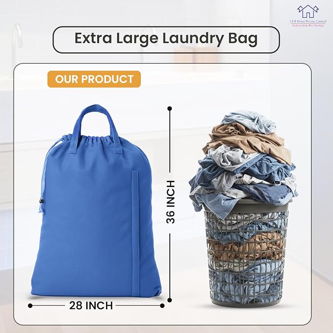 LFH Home Cotton Canvas Large Laundry Bag - Image 2