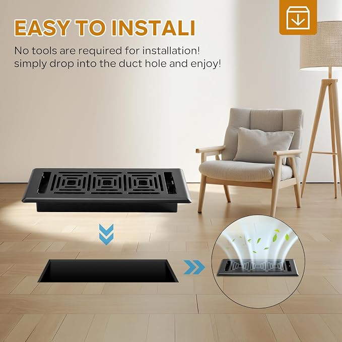 Floor Register 4x14, 4 Pack Floor Vent Covers, Heavy Duty Steel Walkable Floor - Image 6