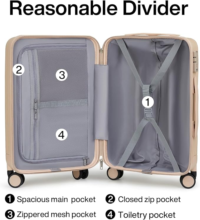 Hanke 20/29 Inch Carry On Luggage Sets 2 Piece Hard Shell Suitcases - Image 5