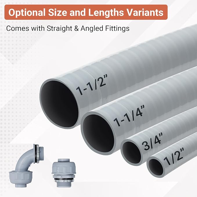 Liquid-Tight Conduit Kit 1/2inch 25ft w/UL Certification | Flexible Non - Image 9