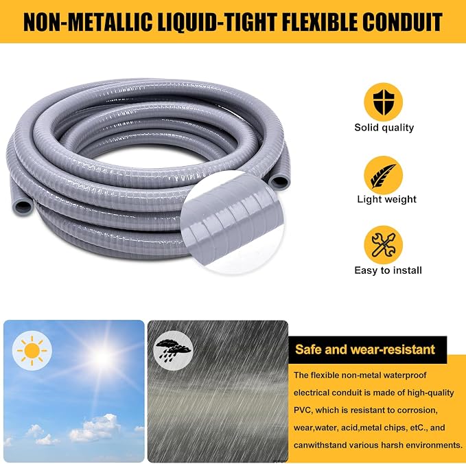 1/2 inch 150 Foot Liquid-Tight Conduit and Connector Kit, Flexible Non Metallic - Image 3