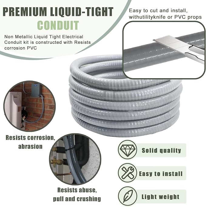 1 Inch 150 FT Non Metallic Liquid-Tight Conduit and Connector Kit - Image 3