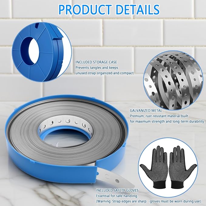 Galvanized Metal Pipe Strap 3/4" x 66 FT, 32-Gauge - Image 3