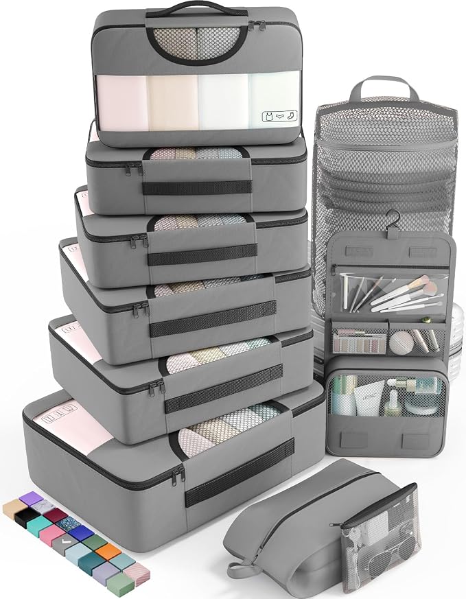 Veken 10 Set Packing Cubes for Travel Essential, Suitcase Organizer Bags in 4 by Veken