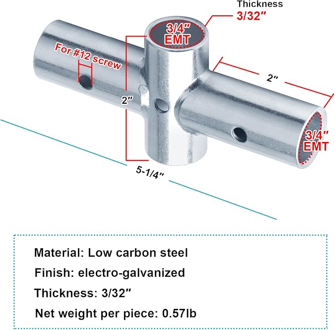 4 Pack Cross Connector for 3/4" EMT Conduit - Image 2