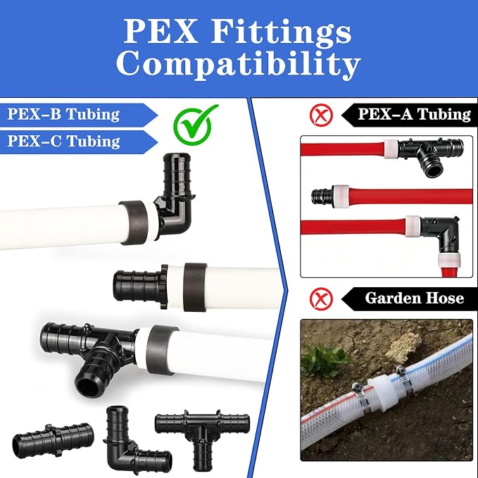 100pcs 1/2" Poly PPSU Barb Crimp PEX Elbow Fittings, No Lead | - Image 2