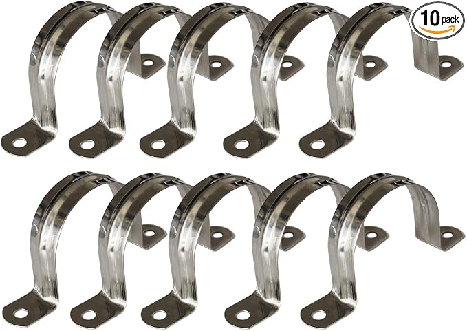 AKIHISA Pipe Clamps, 304 Stainless Steel 2 Hole Pipe Bracket, ID 2Inch by AKIHISA
