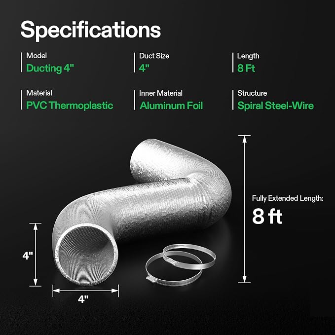 VIVOSUN 4 Inch Flex Aluminum Ducting, 8 Ft Air Duct - Image 7