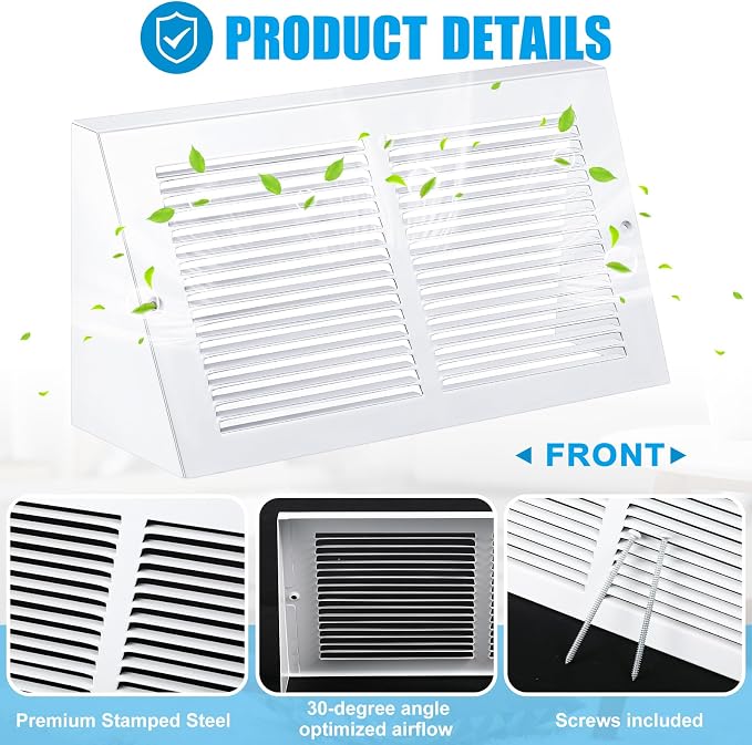 Honeydak 1 Pack Baseboard Register Vent Covers 12" x 6" Duct Opening - Image 3