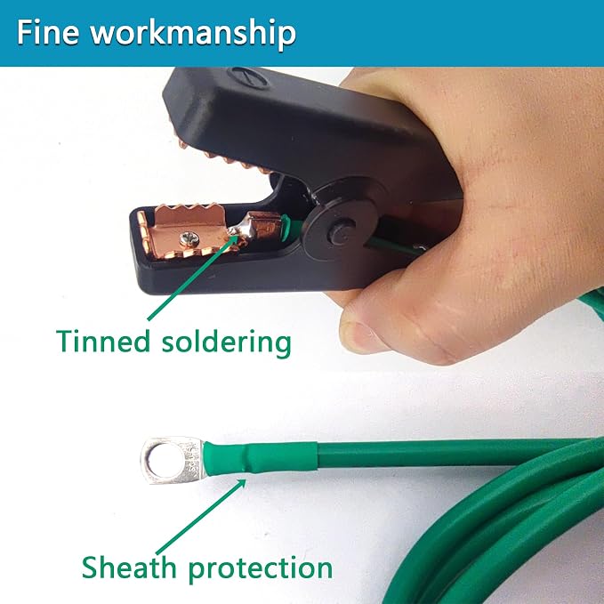 2pcs Portable Ground Rod with 5.1ft 12AWG UL Listed Grounding Wire with - Image 5
