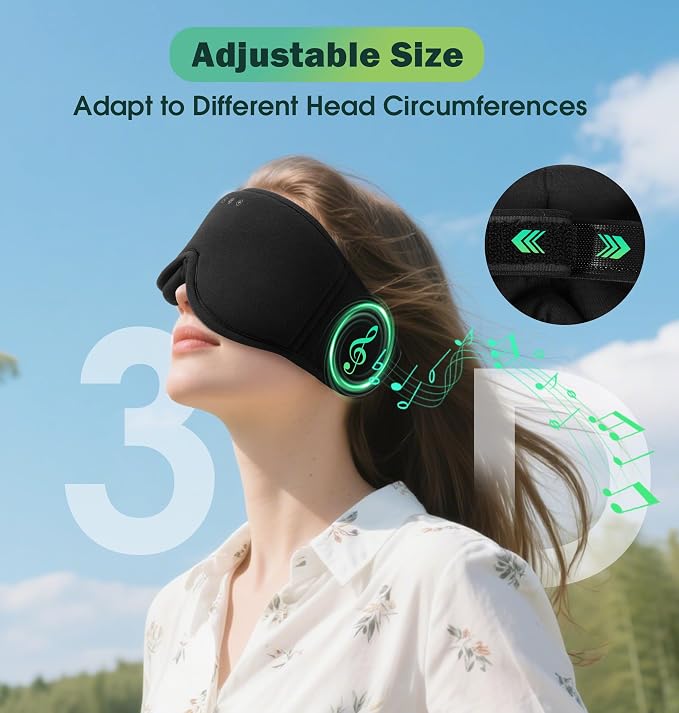 Sleep Mask with Headphones Bluetooth 5.4，LC-dolida 2025 New 3D Bluetooth Sleep - Image 5