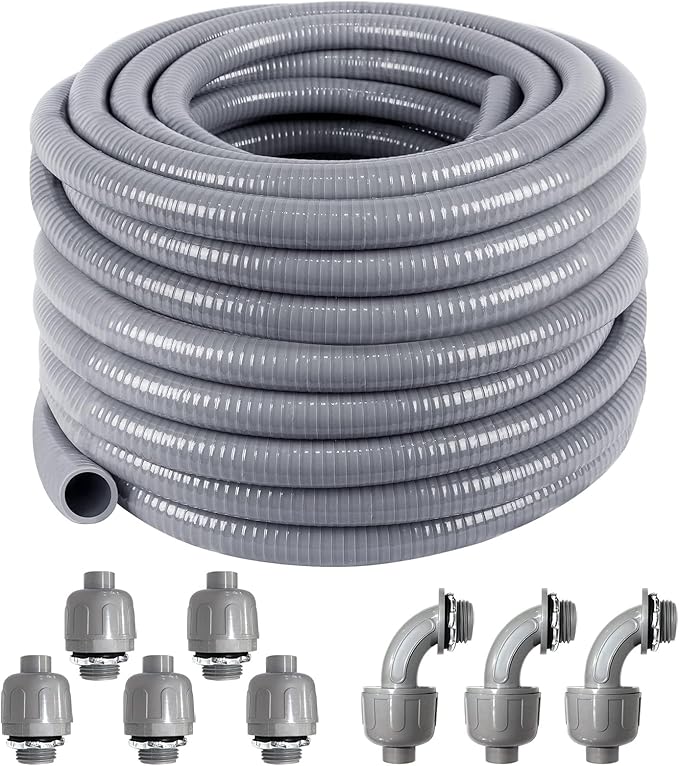 1/2inch 100ft Liquid-Tight Conduit and Connector Kit, Flex Conduit | Flexible by ANSGERY