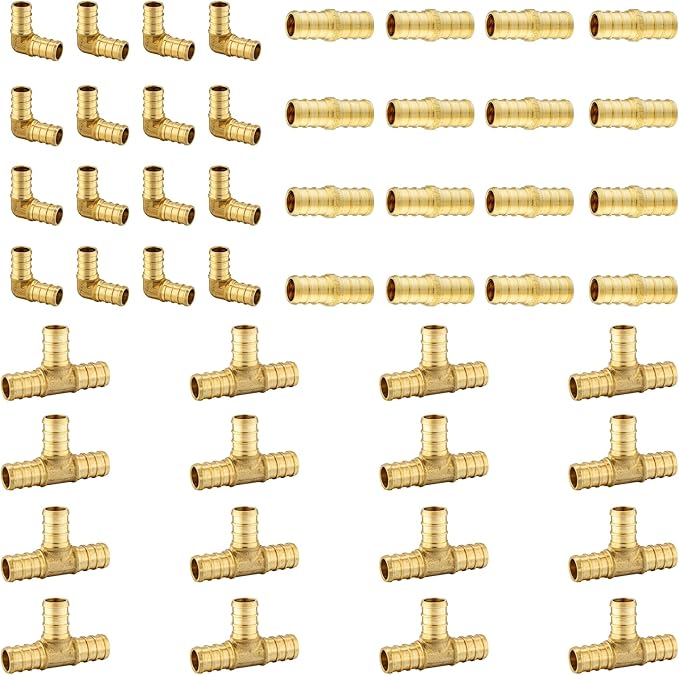 48 Pack Foskan 1/2 Inch PEX Barb Crimp Fittings Set | 16 Pieces Each:Elbow by Unknown