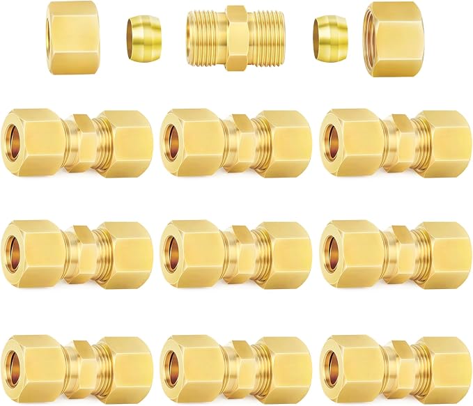 ChillWaves Brass Compression Tube Fitting, 3/16" OD x 3/16" OD Compression by VisittheCHILLWAVES