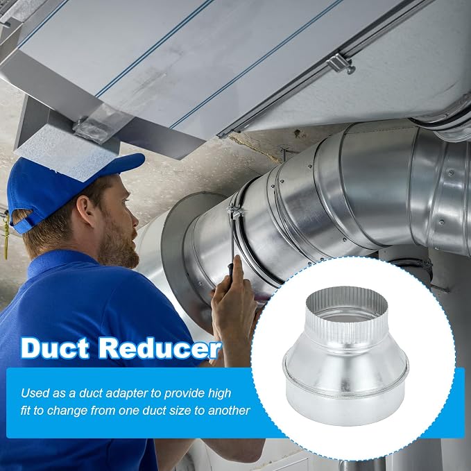 PATIKIL 6 Inch to 4 Inch Duct Reducer, Galvanized Steel Round Air Duct Reducer - Image 4