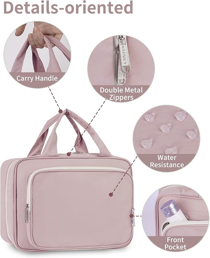 Narwey Travel Toiletry Bag for Women Large Hanging Makeup Bag Organizer - Image 8