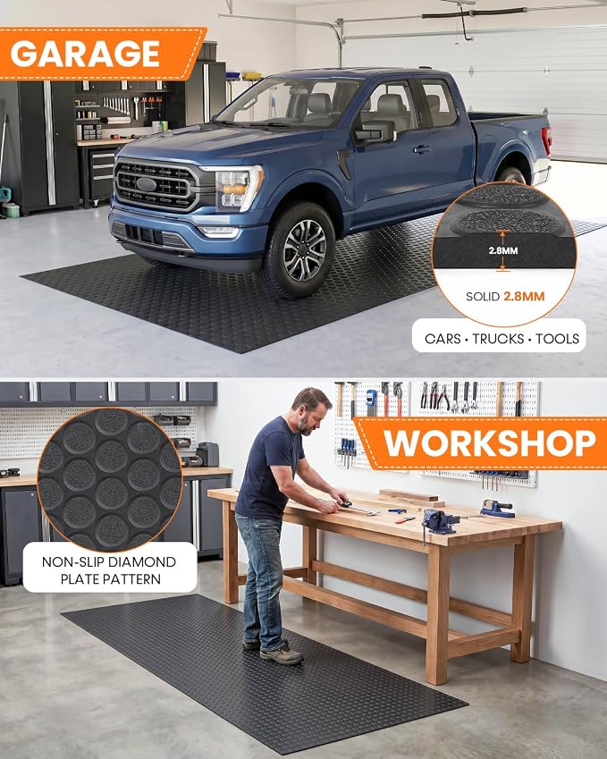SEAL 6 x 8 FT Premium Garage Floor Mat, Solid 2.8mm Thick Lay-Flat Black - Image 3